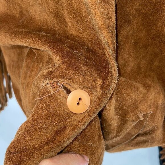 COMINT Vintage Brown Suede Fringe Jacket Blazer Size Medium Argentina - Picture 5 of 12